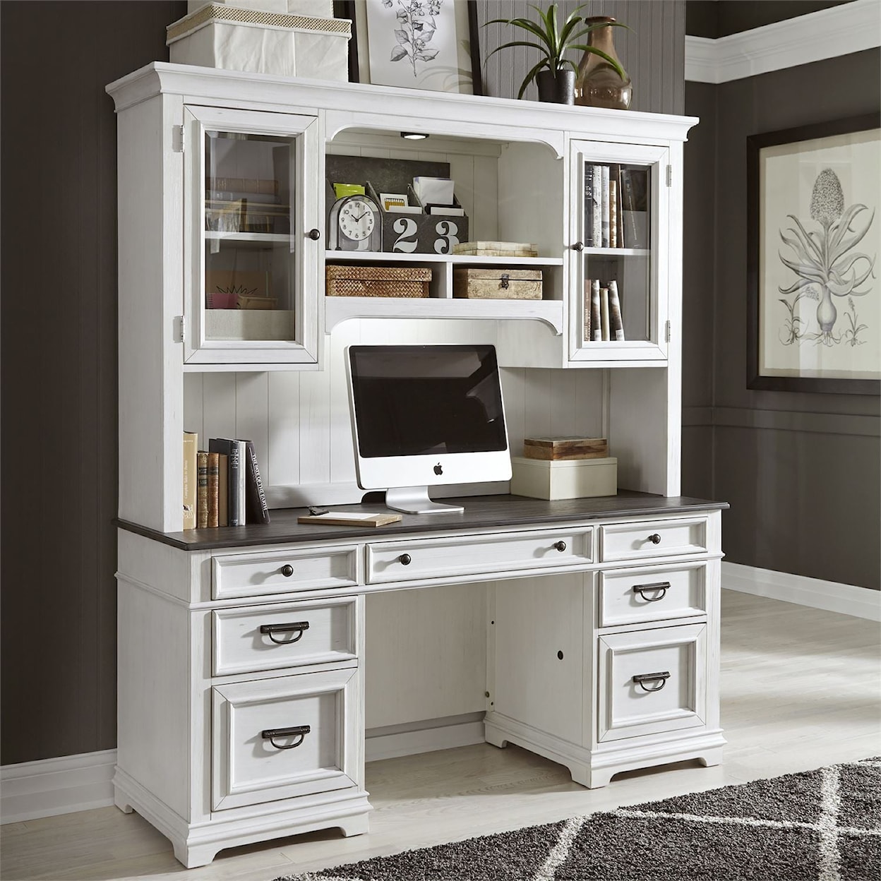 Liberty Furniture Allyson Park Credenza Desk and Hutch