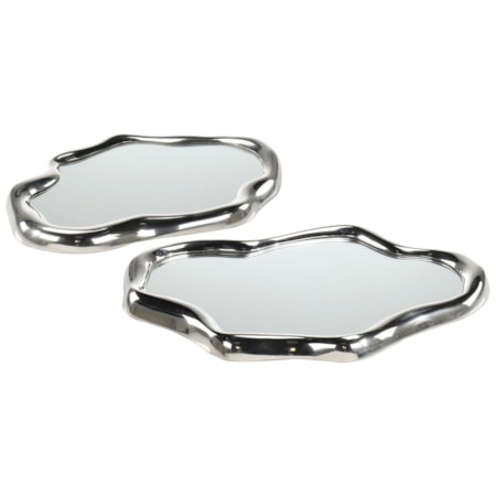 Flowing Silver Trays, Set of 2