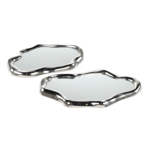 Flowing Silver Trays, Set of 2