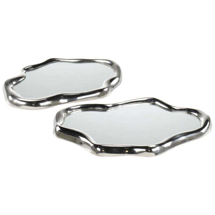 John-Richard Accessories & Botanicals Flowing Silver Trays, Set of 2