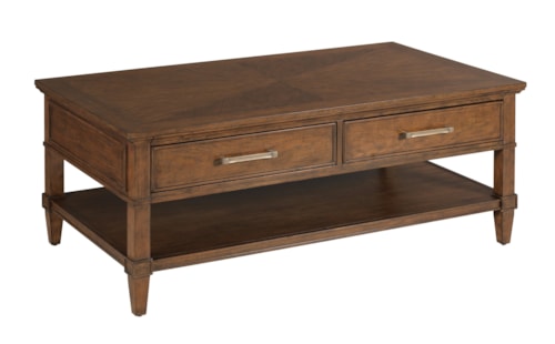 Transitional 2-Drawer Coffee Table with Casters