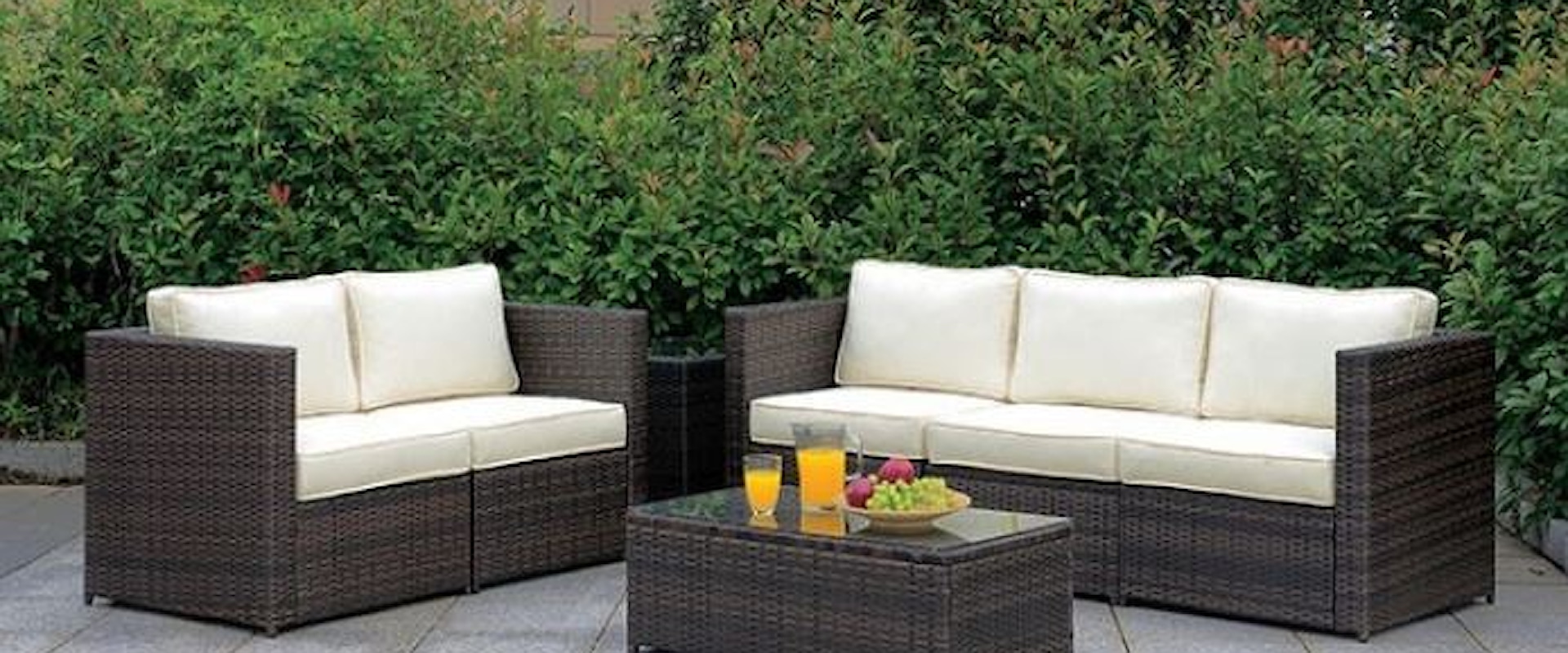 Contemporary Outdoor Sofa and Loveseat Set