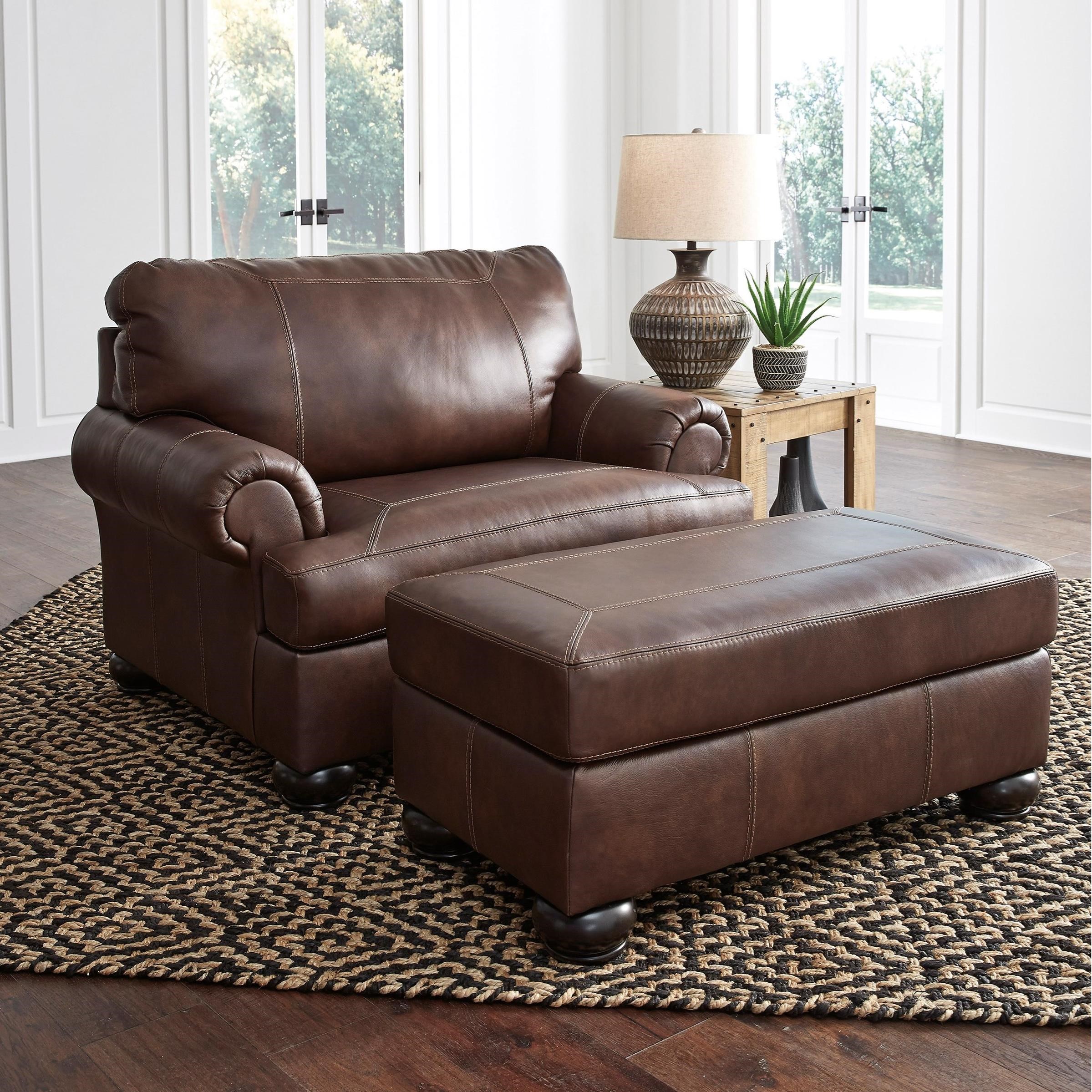 plush chair and a half with ottoman