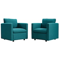 Activate Contemporary Teal Upholstered Armchair - Set of 2