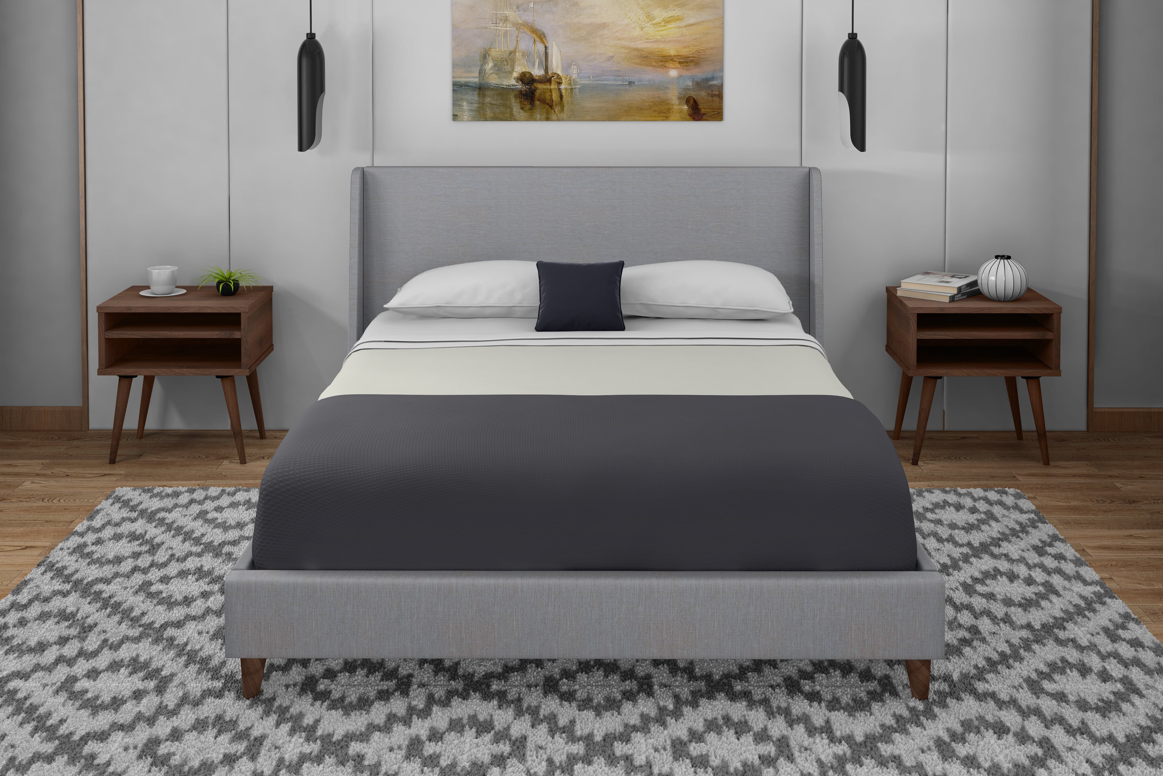 Bernards Maddison Upholstered Queen Bed-in-a-Box Set