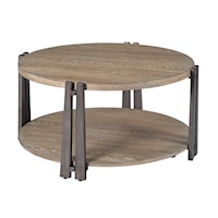 Rustic Round Cocktail Table with Removable Casters