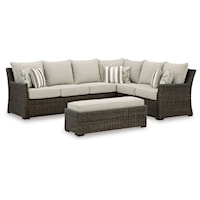 Outdoor Sofa Sectional/Bench with Cushion (Set of 3)
