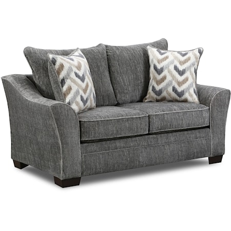 Transitional Loveseat with Flared Arms