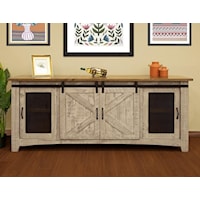 Rustic 80" TV Stand with 4 Doors