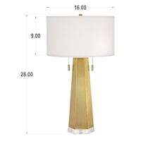 Table Lamp-Hex brass metal and crystal