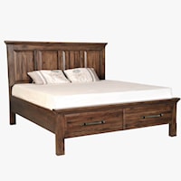 Transitional Queen Panel Bed with Footboard Storage