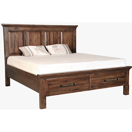 Transitional California King Bed with Footboard Storage