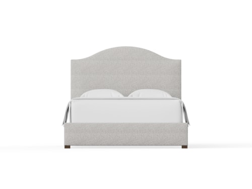 Transitional King Upholstered Bed with Arched Headboard