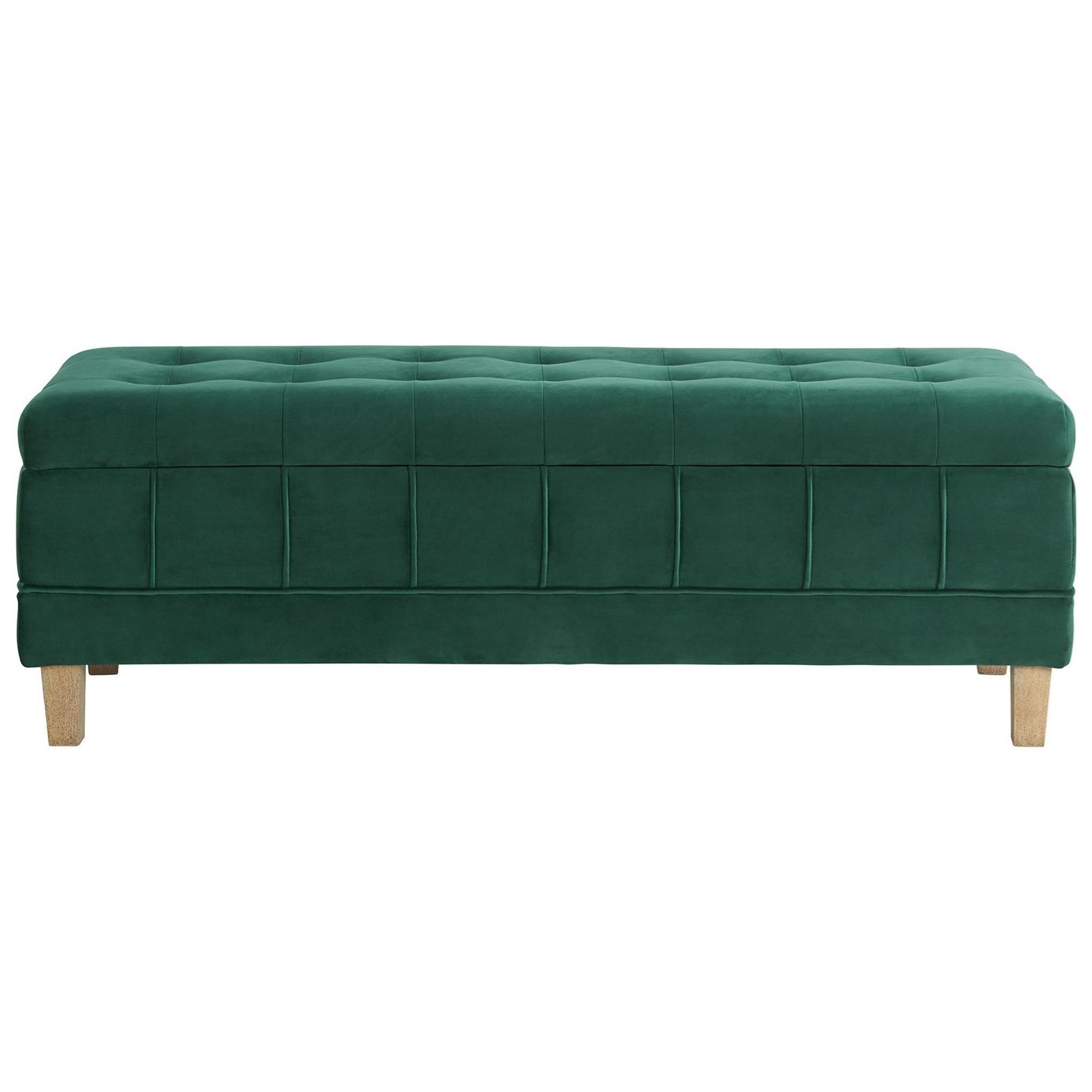 Elements International Ottomans BING GREEN VELVET STORAGE BENCH |
