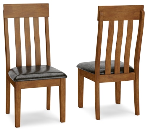 Casual Upholstered Slat-Back Dining Side Chair