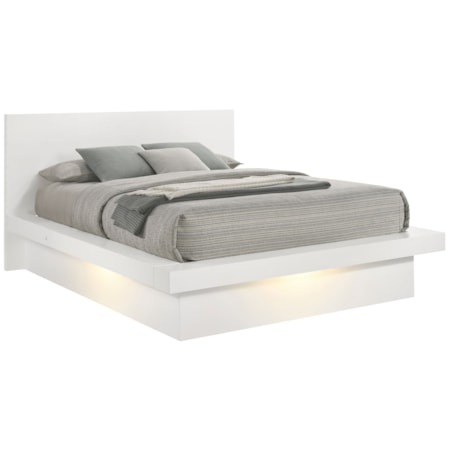 Wood Queen LED Panel Bed Snow