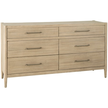 Transitional 6-Drawer Dresser with Felt Lined Top Drawers
