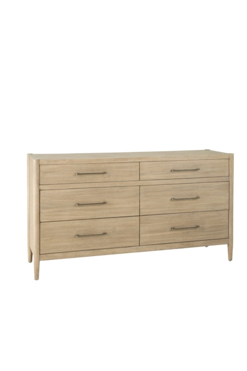 Transitional 6-Drawer Dresser with Felt Lined Top Drawers
