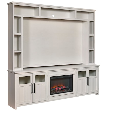 98&quot; Fireplace Console and Hutch