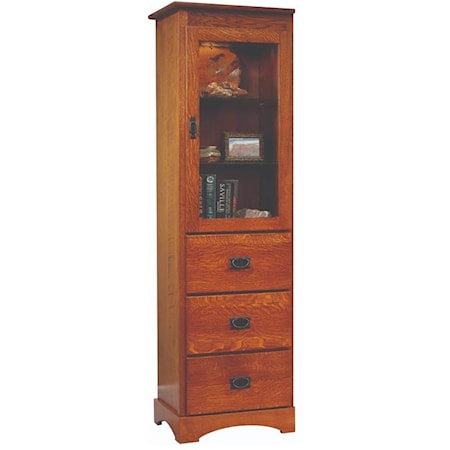 Transitional 23” 3-Drawer Bookcase with Concealed Storage
