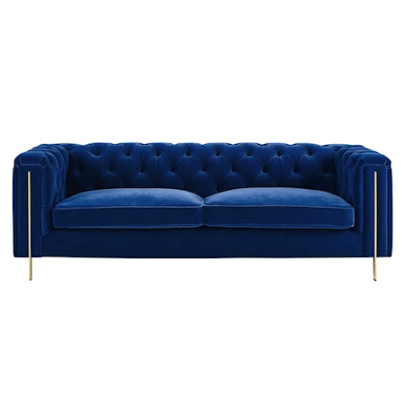 Velvet Button-Tufted Chesterfield Sofa