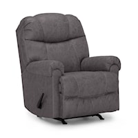 Casual Manual Swivel Rocker Recliner with Rolled Pillow Arms