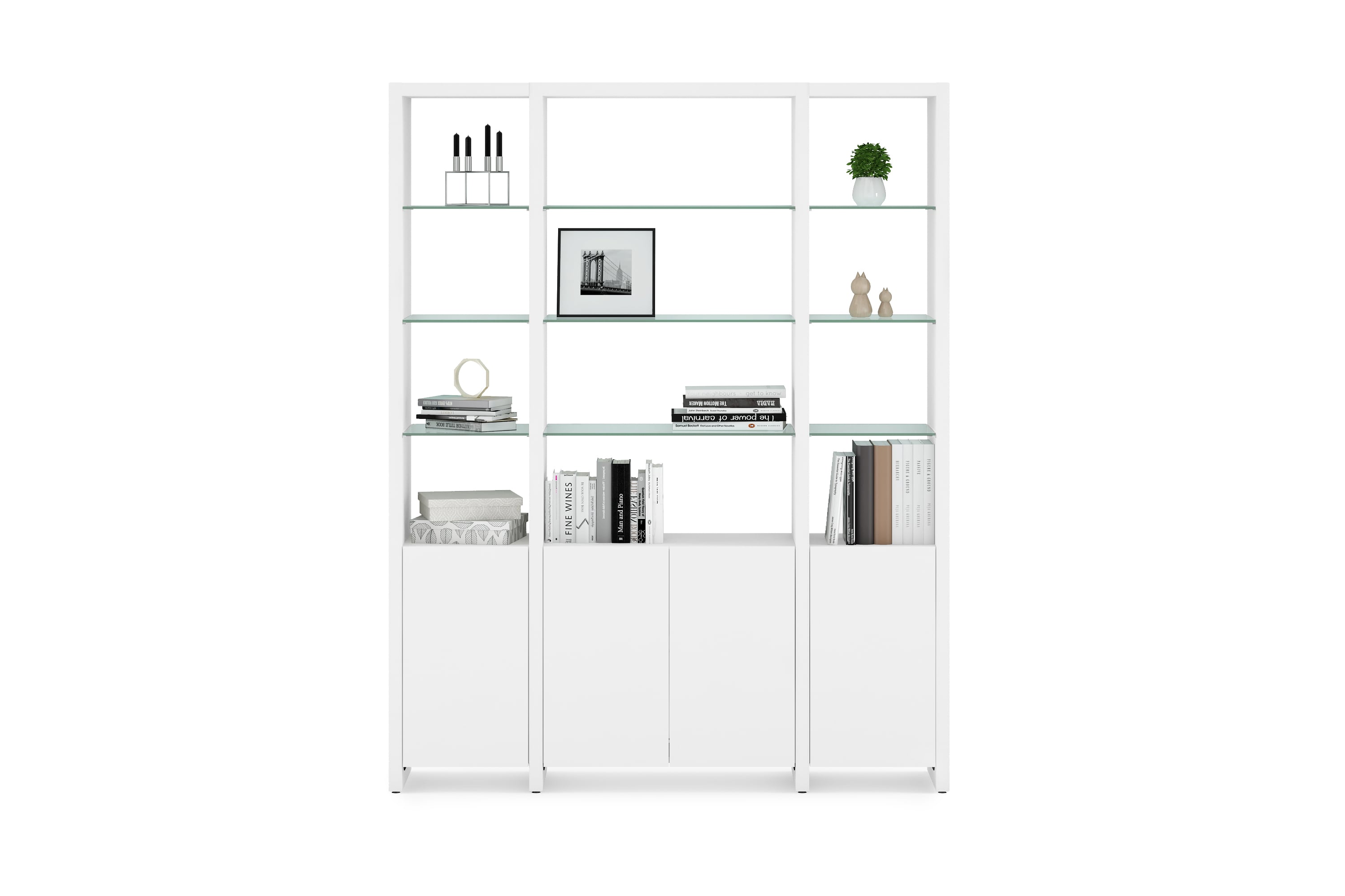 BDI Linea Contemporary 3Shelf System with Glass Shelves Belfort