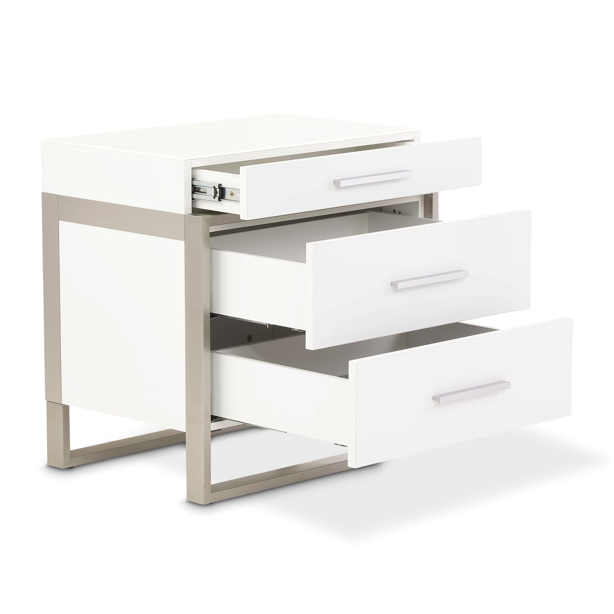 Three-Drawer Glass-Top Nightstand