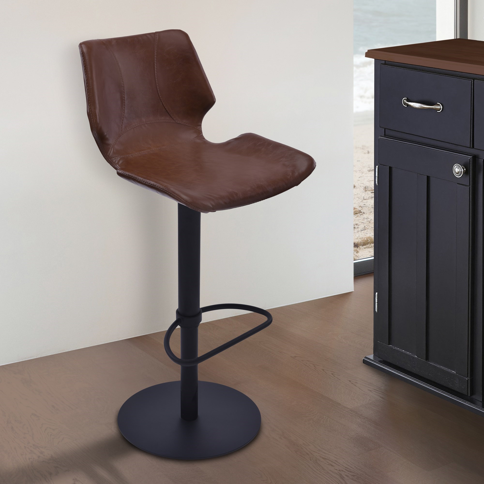 Adjustable Swivel Bar Stool with Foot Rest