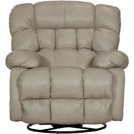 Casual Swivel Glider Recliner with Pillow Arms