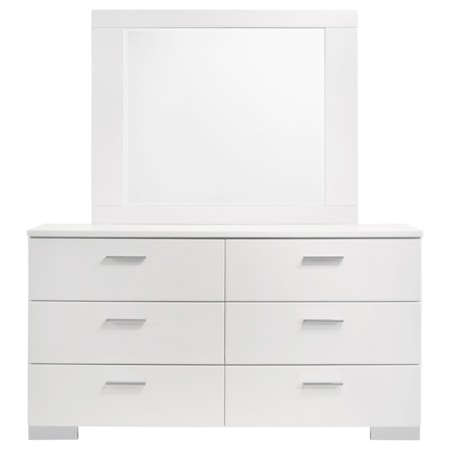 6-Drawer Wood Dresser w/ Mirror