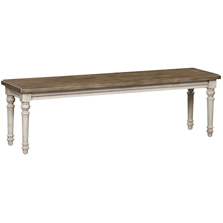 Cottage Two-Tone Dining Bench with Turned Legs