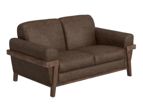 Rustic Loveseat with Retro Rolled Arms