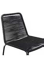Armen Living Shasta Outdoor Patio Dining Chair in Black Powder Coated Finish with Black Textiling - Set of 2