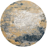 8'  Navy Gold Round Rug