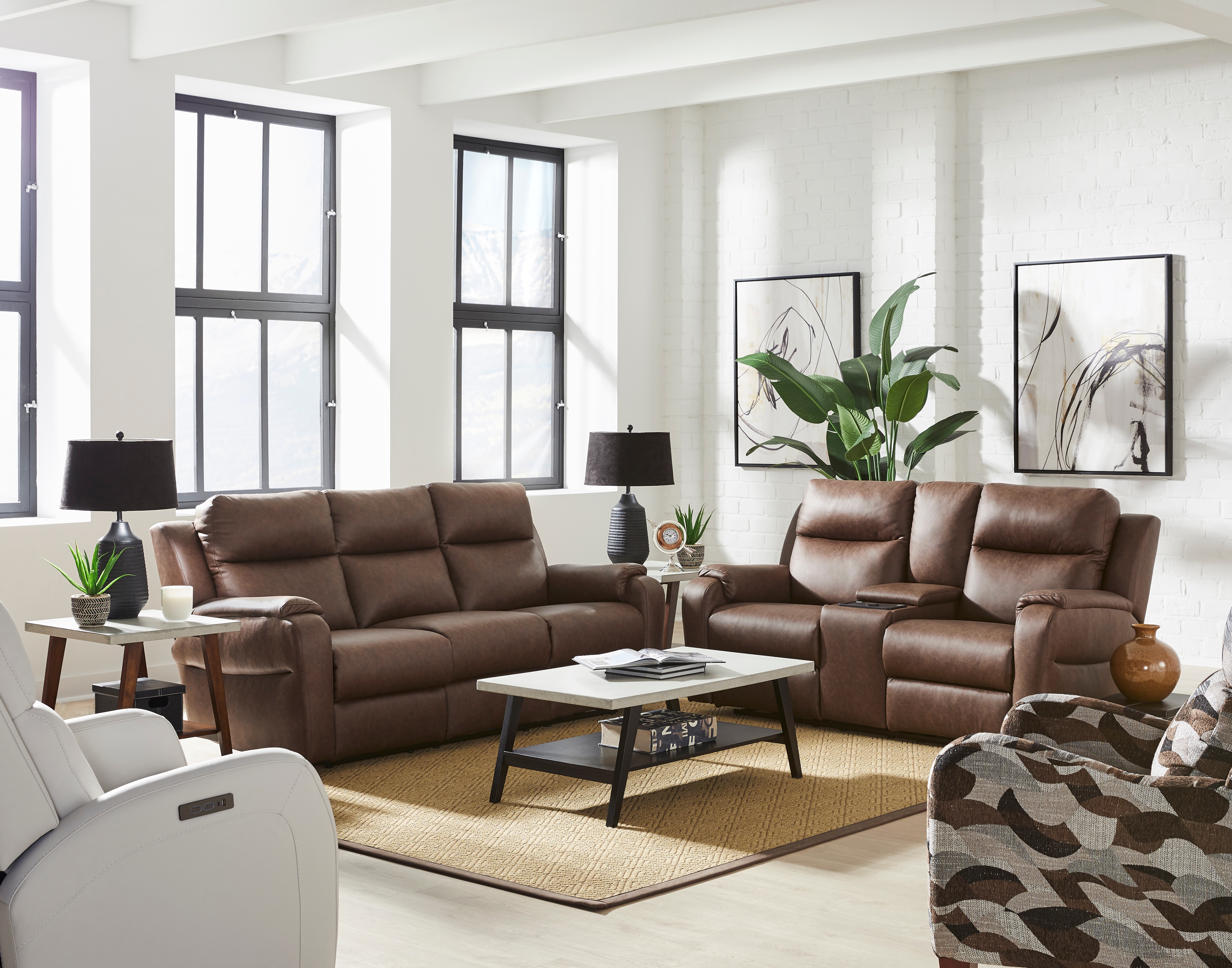 Power Headrest Double Reclining Sofa