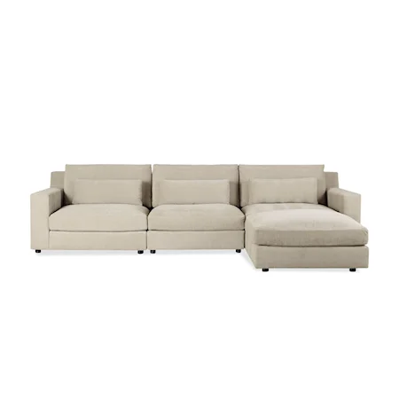 Casual 3-Piece Sectional Sofa with Track Arms