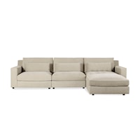 Casual 3-Piece Sectional Sofa with Track Arms