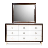 2-Piece Transitional Dresser and Mirror with Velvet-lined Drawers