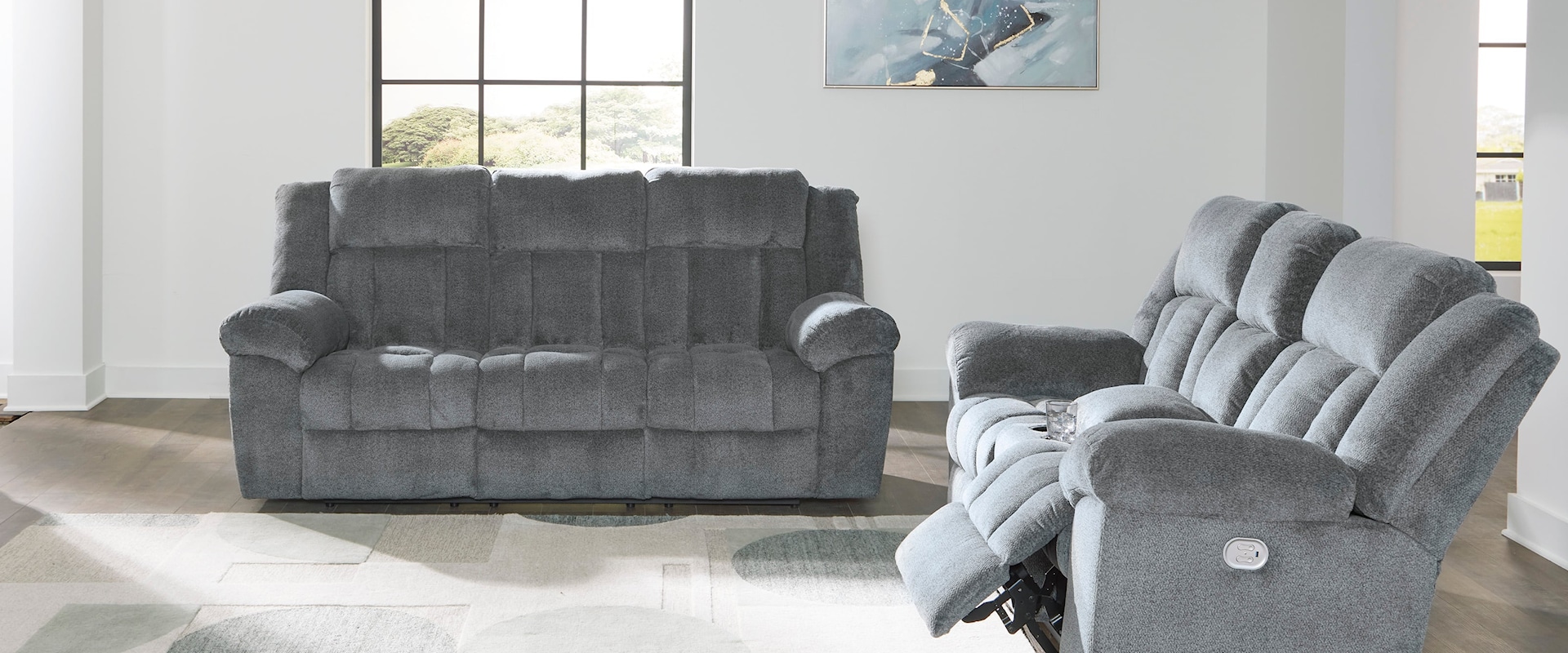 Zero Gravity Power Reclining Sofa and Loveseat with Adjustable headrest