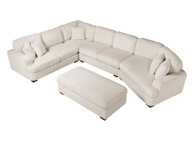 5-pc. Sectional w/Right Cuddler &amp; Ottoman