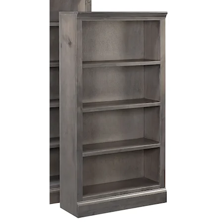 Transitional 60" Bookcase with 3 Fixed Shelves