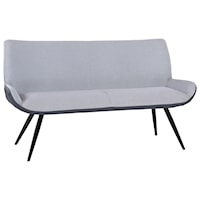 Contemporary Bench in Brushed Gray Powder Coated Finish with Gray Fabric