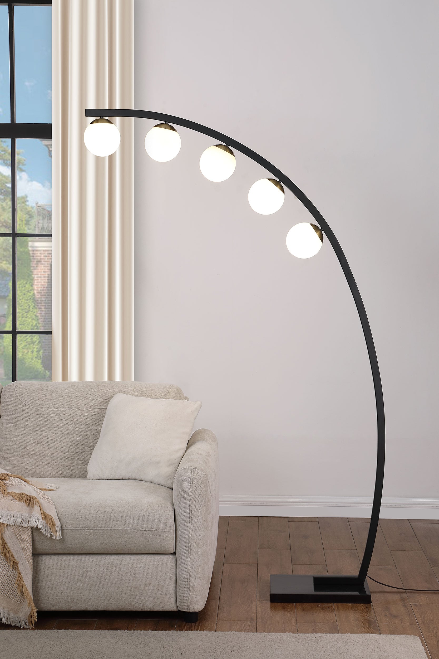 KODY 5 LIGHT ARC BLACK FLOOR LAMP |