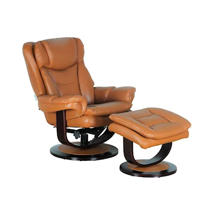 Casual Swivel Recliner and Ottoman Set with Pillow Arms