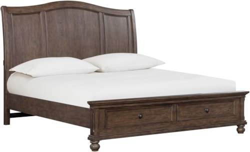 Traditional Queen Storage Sleigh Bed with USB Headboard Charging Ports