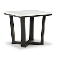 Square End Table with White Marble Top