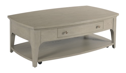 Transitional 1-Drawer Coffee Table with Brass Knobs