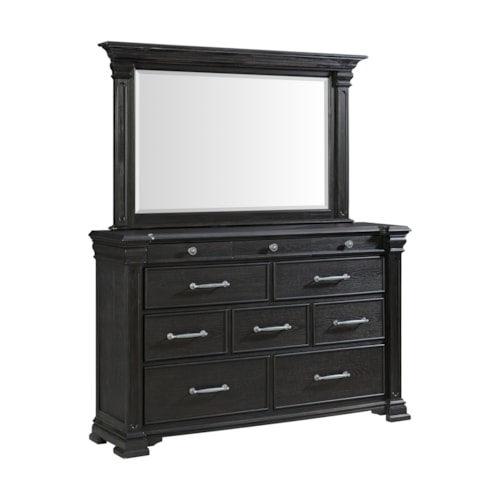 Traditional Dresser and Mirror Set