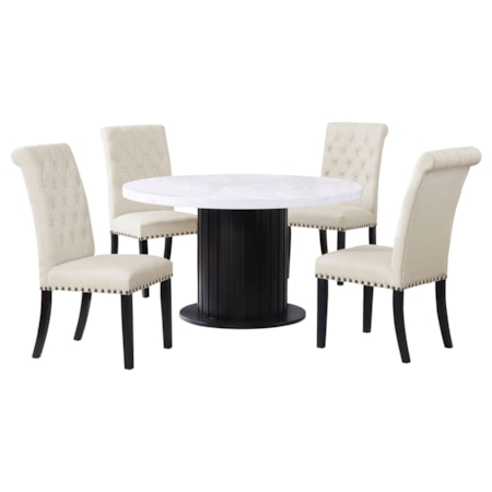 Sherry 5-piece Marble Top Dining Table Set